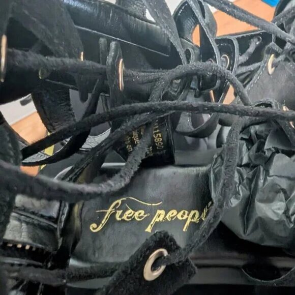 NWT Free People | Sun Chaser Tall Gladiator Sandal in Black Suede (38/US 7.5) - Picture 10 of 14